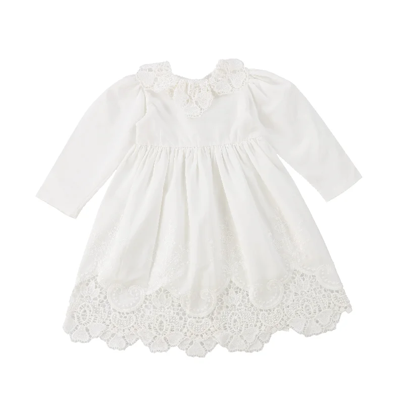 Mini Dresses for Youthful Look -PERNILLE WHITE LACE TRIM DRESS [Final Sale]