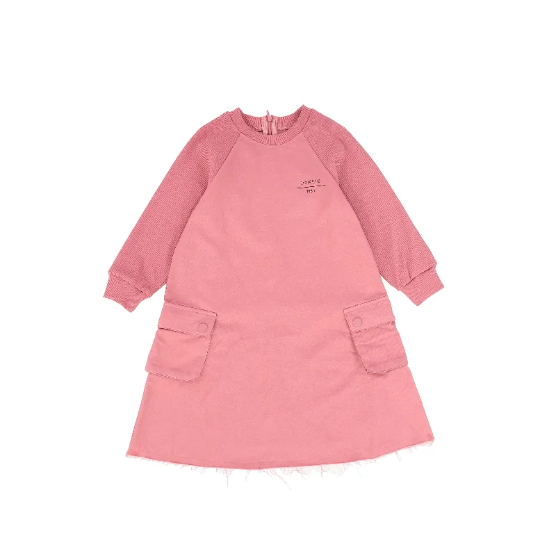 Capri Dresses for Playful -PHIL AND PHOEBE PINK RIBBED POPLIN RAW EDGE DRESS [FINAL SALE]