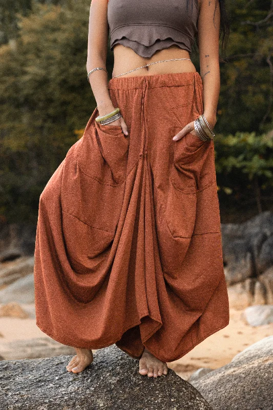 Affordable skirts with basic solid colors -Boho Maxi Skirt Nariya Orange