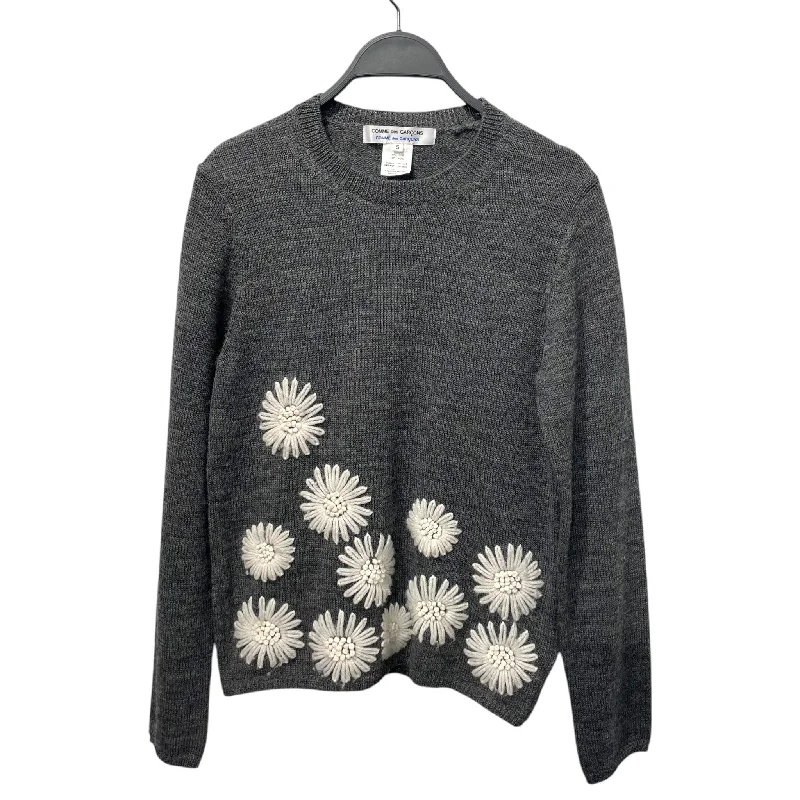 Long - Sleeve Sweaters for Full Coverage -COMME des GARCONS/Sweater/S/Floral Pattern/Wool/GRY/