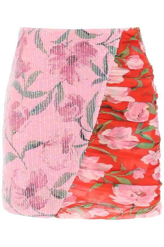 Patterned midi skirts for eye-catching style -Rotate floral print and sequin mini skirt 1122402945 WILDEVE PRISM PINK COMB