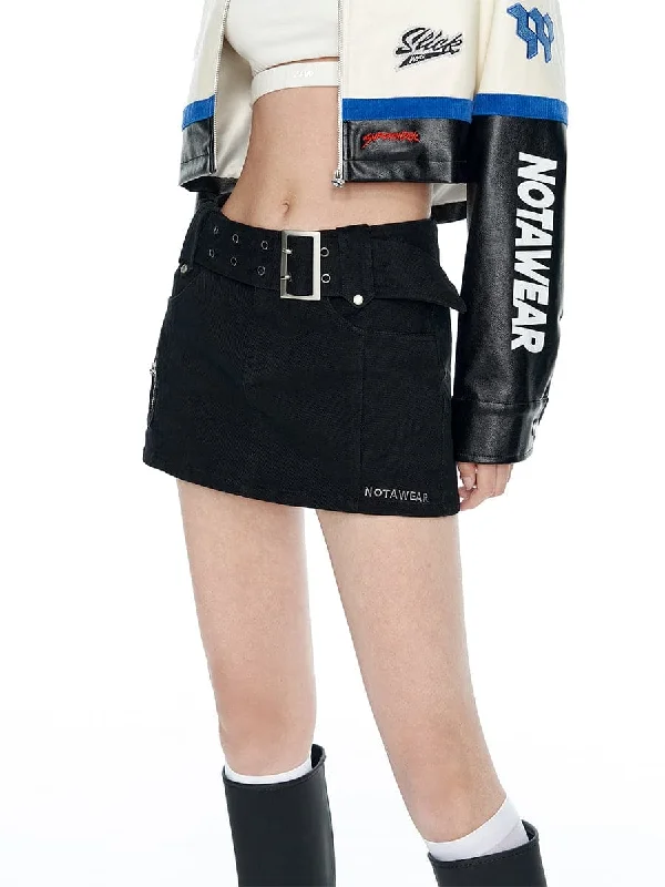 Stretchy mini skirts for flexible movement -Denim Anti-Glare Skirt