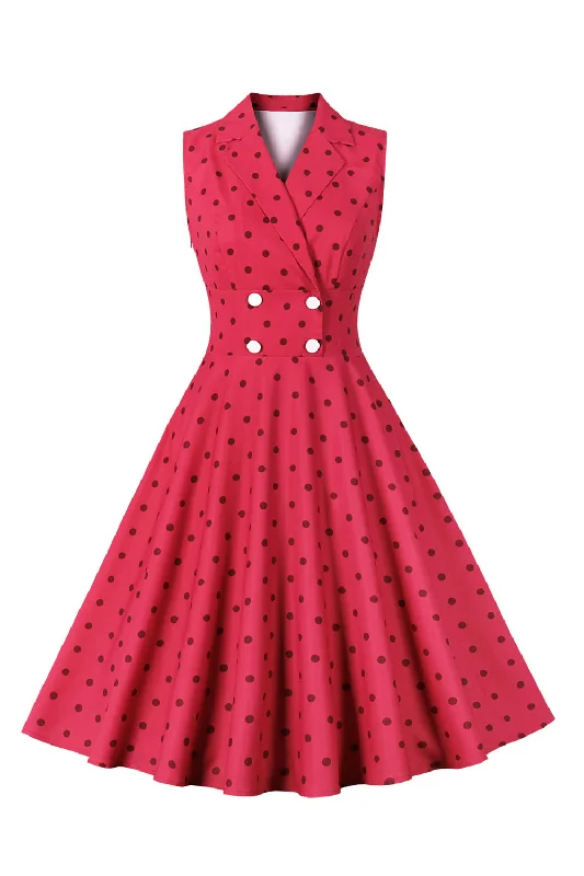 Evening Dresses for Formal Events -Red Polka Dots Swing 1950s Dress