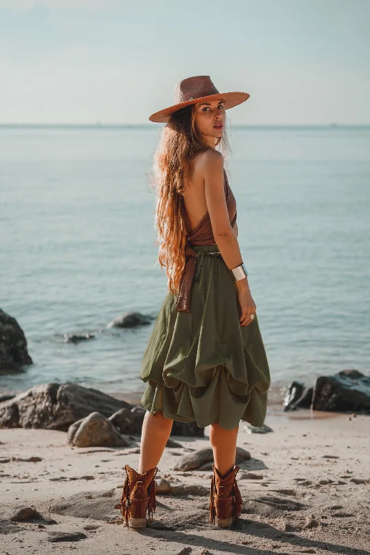 Wrap midi skirts for stylish ease -Maxi Skirt Aurora Olive