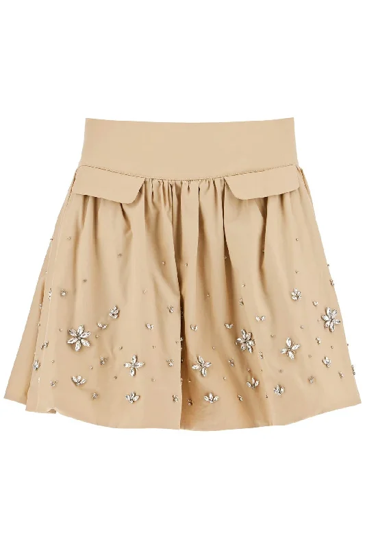 Designer skirts for luxury fashion flair -"poplin mini skirt with crystal PF24 036SK BG BEIGE