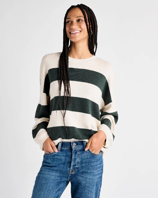 Embroidered Sweaters for Detailed Decoration -Ivy Cashblend Stripe Sweater