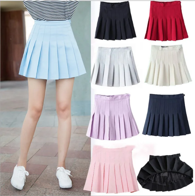 Ruffled skirts for feminine playful charm -High Waist College Wind Tennis Pleated Skirt AD10098