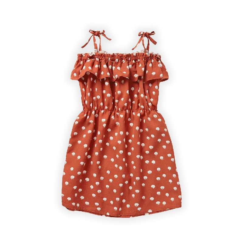 Off-shoulder Dresses for Feminine -SPROET & SPROUT RED TOMATO PRINT RUFFLED DRESS [Final Sale]