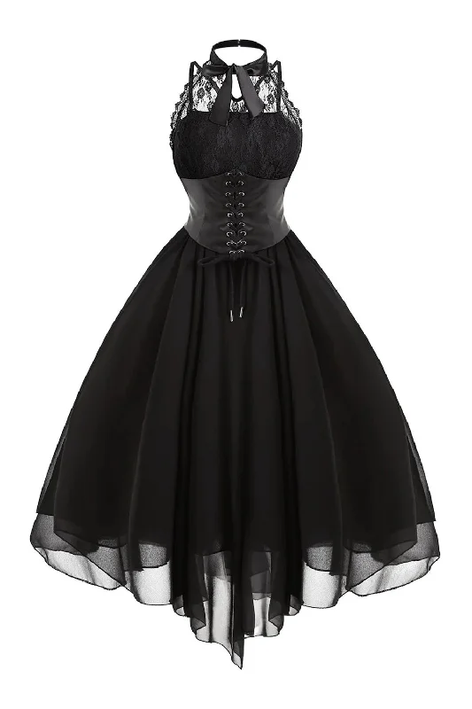 Maxi Dresses for Elegant Style -Black Chiffon Vintage Halloween Dress