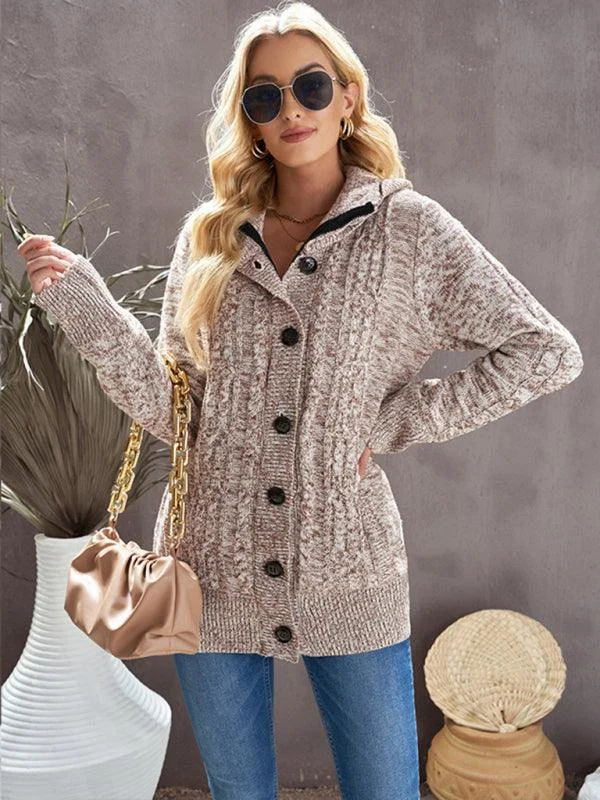 One - Shoulder Sweaters for Asymmetric Design -Warm Casual Hooded Cardigan Sweater