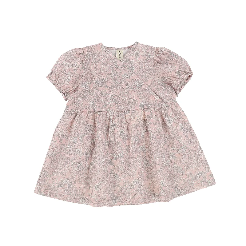 Orange Dresses for Energetic -KIDS ON THE MOON LIGHT PINK FLORAL PRINT DRESS [Final Sale]