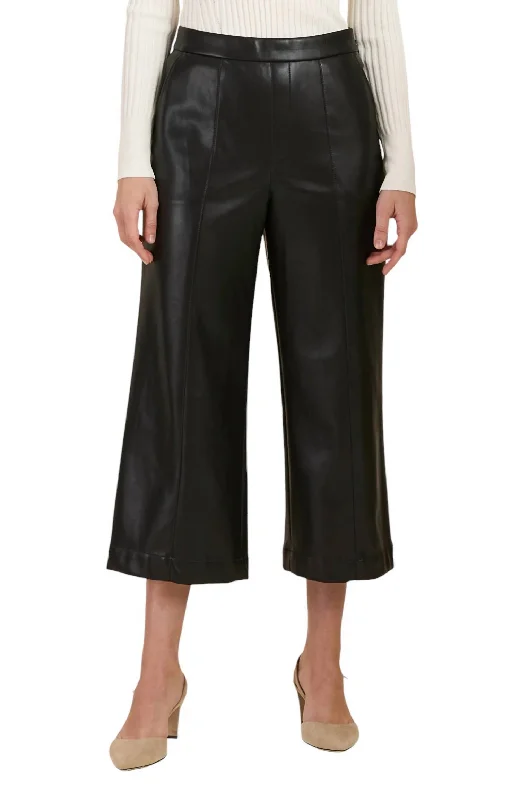 Tight trousers for women with cropped style and chic, modern finish -Payton Vegan Leather Cropped Pant In Black