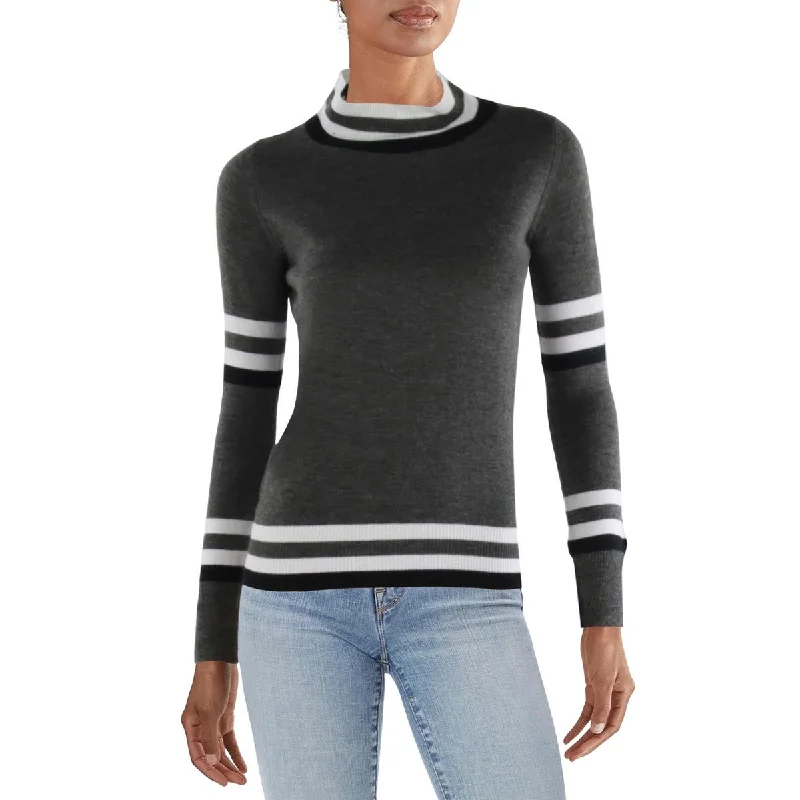 Lightweight Sweaters for Layering -Madeleine Thompson Womens Arcadia Heathered Long Sleeve Mock Turtleneck Sweater