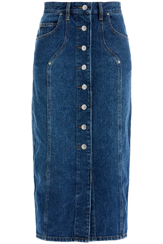 Classic skirts with subtle texture weave -denim vandy skirt for JU0073FB B3H02E BLUE