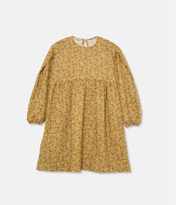 Belted Dresses for Shaping -MY LITTLE COZMO MUSTARD BOHO FLORAL DRESS [FINAL SALE]