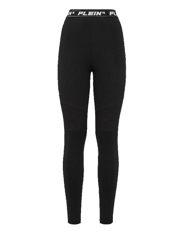 Pleated tight trousers for women with vintage-inspired design and modern twist -Jogging Biker Leggings