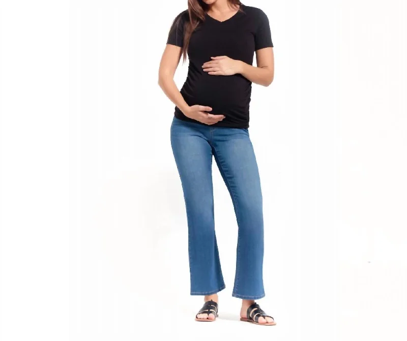 Casual tight trousers for women with comfy waistband and minimalistic style -30" Maternity Slim Boot Jean With Bellyband In Tobias