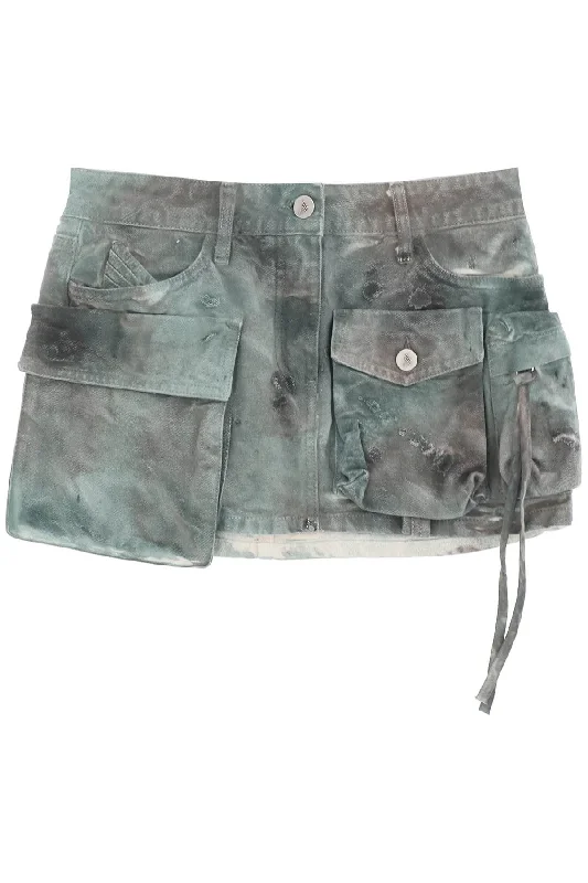 Luxury skirts with intricate embroidery accents -fay camouflage cargo mini skirt 241WCS136D022 STAINED GREEN CAMOUFLAGE