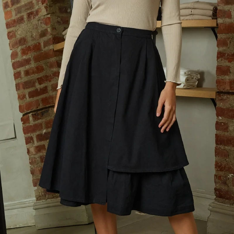 Stretchy skirts for all-day wear comfort -Artiste Smock Skirt | Black  [Final Sale]