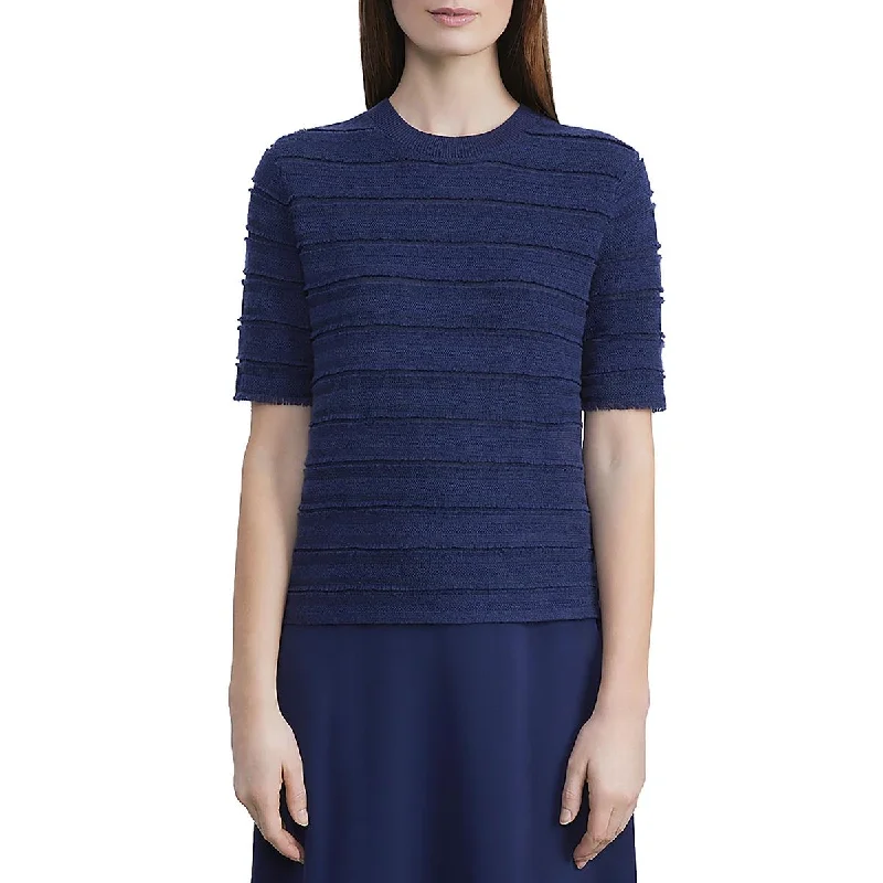 Waffle - Knit Sweaters for Chunky Texture -Lafayette 148 New York Womens Jacquard Pullover Crewneck Sweater