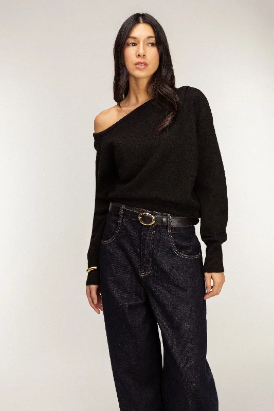 V - Neck Sweaters for Slimming Effect -OFF SHOULDER SWEATER