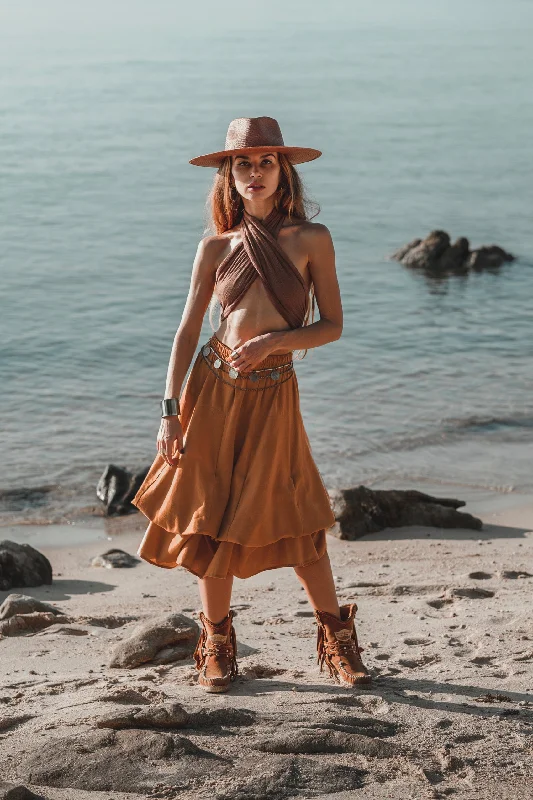 Lightweight skirts for warm weather comfort -Maxi Skirt Aurora Copper