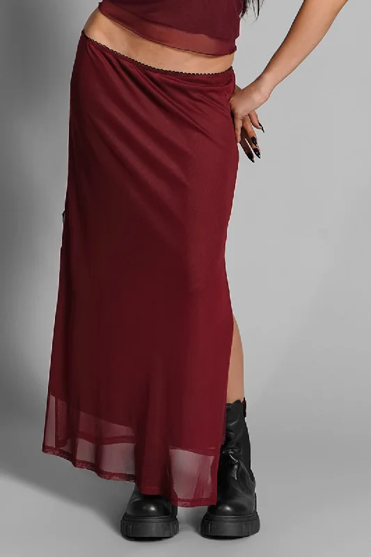 A-line skirts for classic wardrobe essentials -Crimson Veil Mesh Skirt