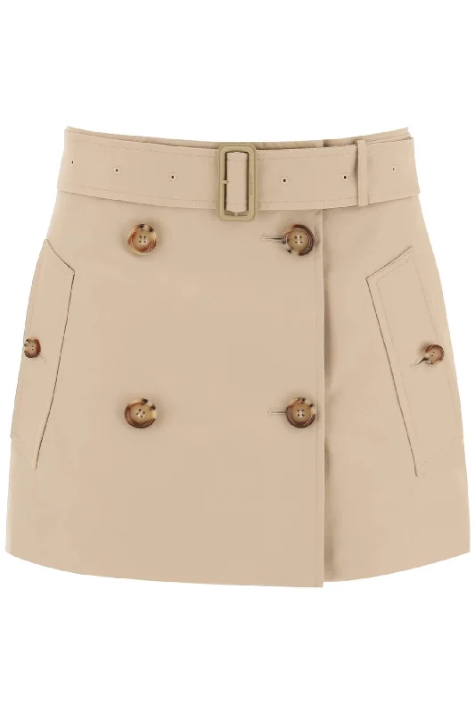 Vintage pencil skirts for nostalgic chic -Burberry gabardine mini trench skirt 8071196 SOFT FAWN