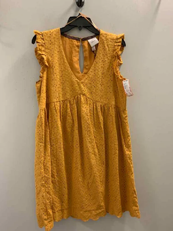 Embroidered Dresses for Detailed -NWT KNOX ROSE Dresses and Skirts Size S Mustard CAP SLEEVE Dress