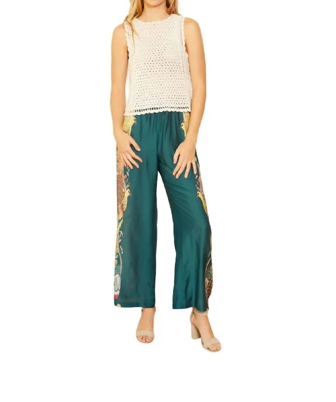 Casual tight trousers for women with cotton blend fabric for easy everyday wear -Max Pant In Art Nouveau