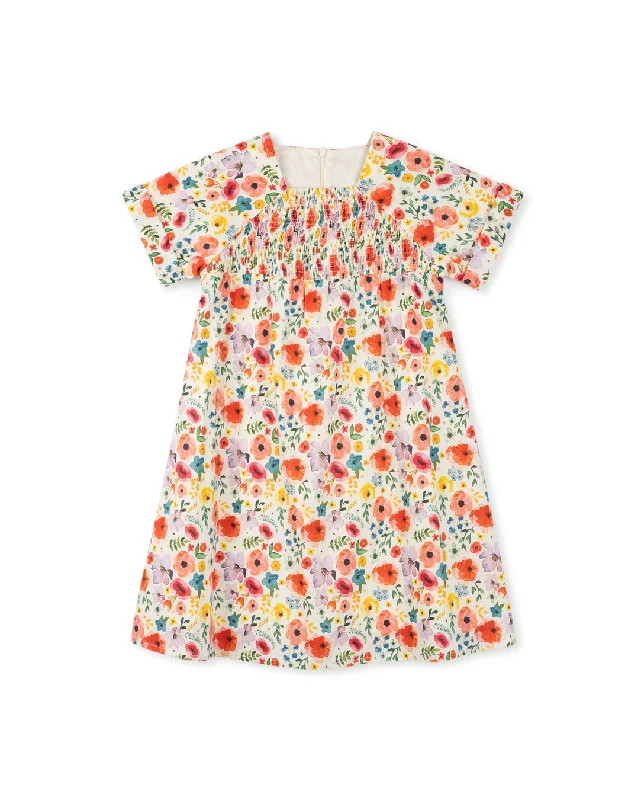 Formal Dresses for Occasions -PAPILLON MULTI COLOR FLORAL PRINTED SMOCKED DRESS [FINAL SALE]