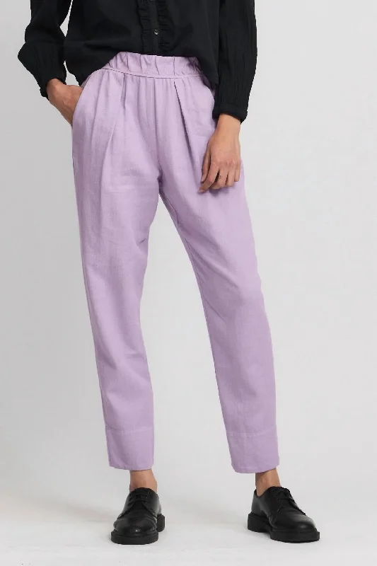 Soft fabric tight trousers for women with breathable material for year-round wear -Linen Easy Pant In Lavender