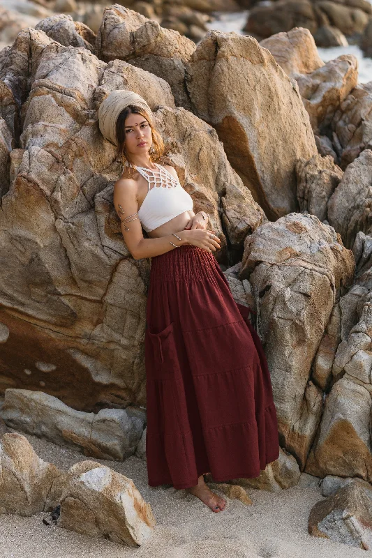 Bold leather skirts for daring fashion statements -Maxi Skirt Keela Red