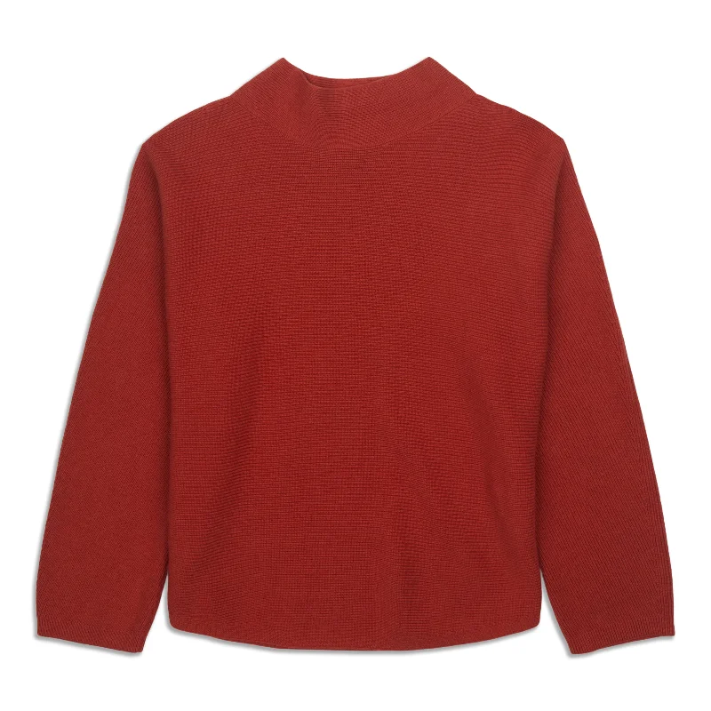 Puffed - Sleeve Sweaters for Feminine Style -Boxy Cotton-Blend Sweater