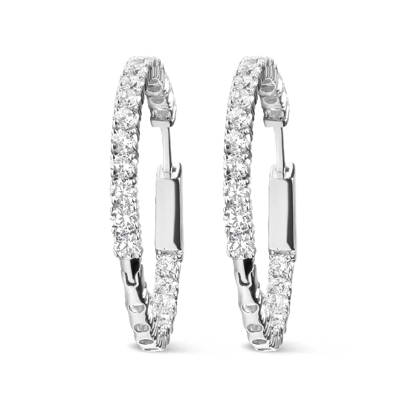 Hoop earrings with oversized pearl accents for a statement-making look-14K White Gold 3.00 Cttw Lab Grown Diamond Inside Out Hoop Earrings