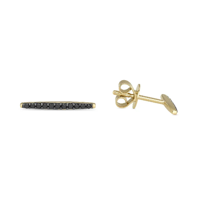 Hoop earrings with oversized pearl accents for a statement-making look-Black Line Studs