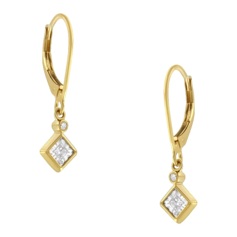 Hoop earrings with stacked layers for a bold and textured design-2 Micron 14K Yellow Gold Plating Diamond Dangle Earrings