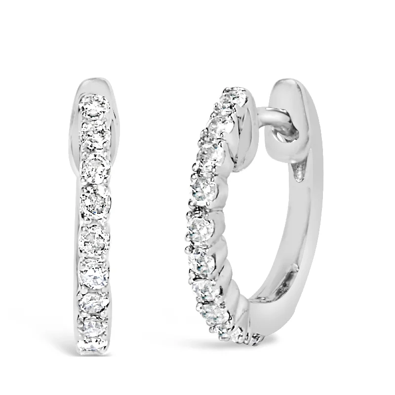 Best hoop earrings with geometric hexagon shapes for a modern, angular look-.925 Sterling Silver 1/6 Cttw Diamond Petite Hoop Earrings