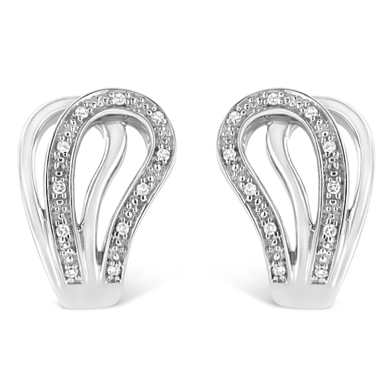 Best hoop earrings with geometric shapes for a modern and artistic appeal-.925 Sterling Silver Pave-Set Diamond Accent Horseshoe Hoop Earring