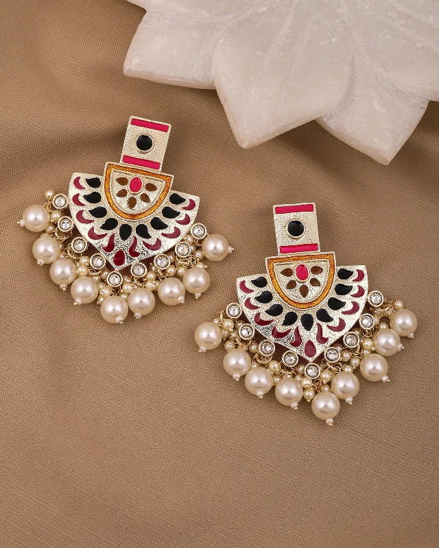 Best hoop earrings with smooth ceramic finishes for a polished, clean style-Anupriya Kundan Danglers-M