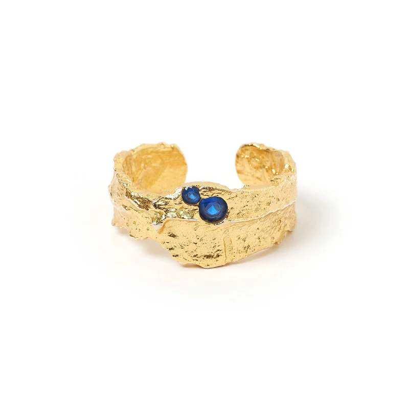 Best hoop earrings with angel wing accents for a spiritual and meaningful design-Anya Gold Ring - Sapphire