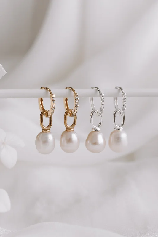 Hoop earrings with polished metal for a shiny and high-quality finish-Bailee - 18ct Gold Plated Sterling Silver Pearl Hoops