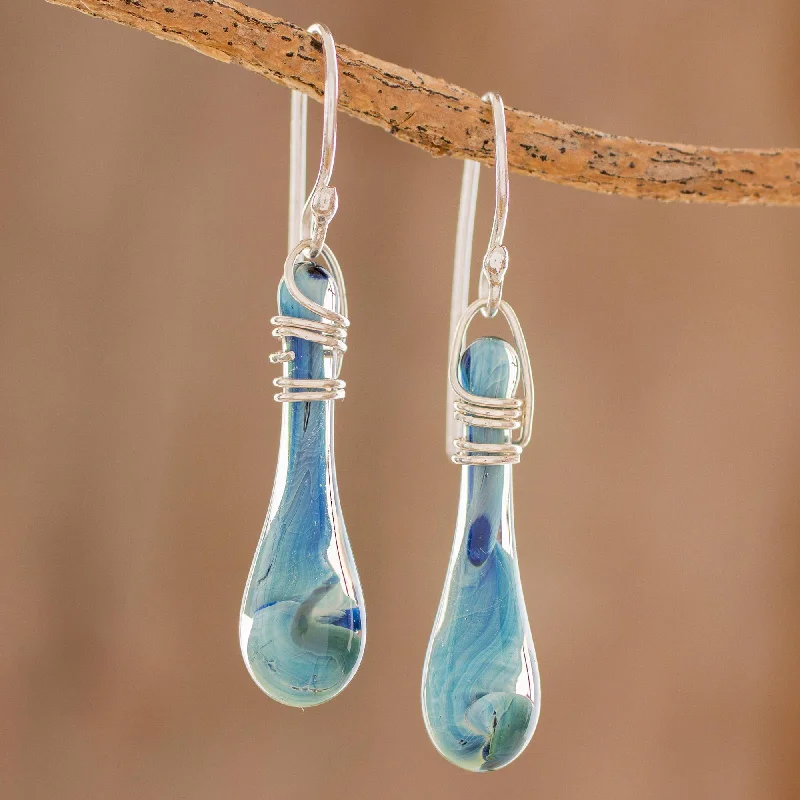 Best hoop earrings with infinity designs for a timeless and meaningful symbol-Crystalline Summer Handcrafted Glass Dangle Earrings from Costa Rica