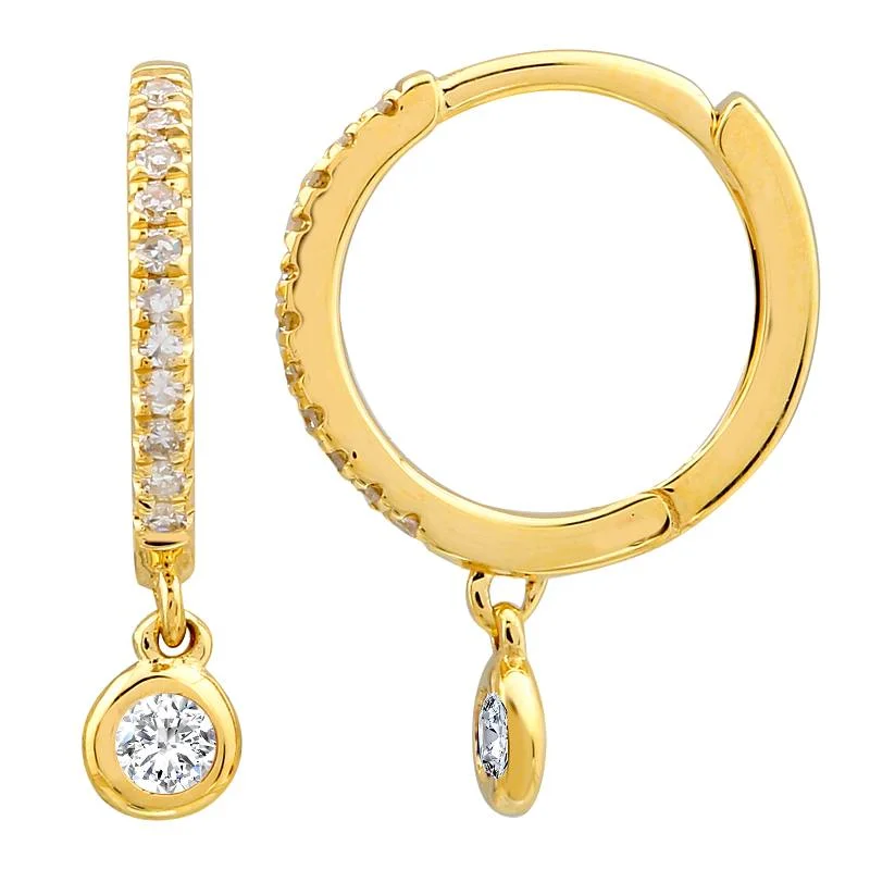 Hoop earrings with floral motifs for a feminine and nature-inspired look-Dangling Drop Diamond Huggies