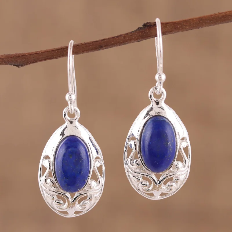 Hoop earrings with snake print designs for an edgy, wild appearance-Deepest Desire Lapis Lazuli and Sterling Silver Dangle Earrings