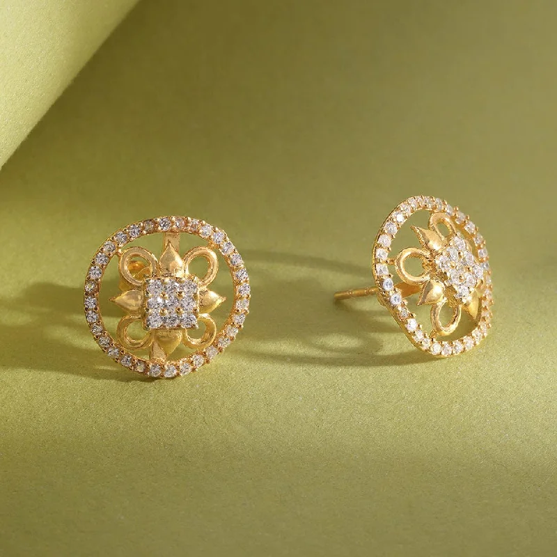 Hoop earrings with stacked layers for a bold and textured design-Gold plated Zircon Silver Studs