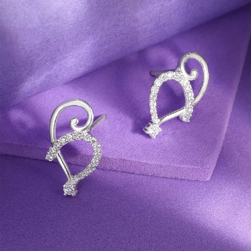 Hoop earrings with crescent moon shapes for a celestial and mystical appearance-Sparkling Silver Zircon Studs