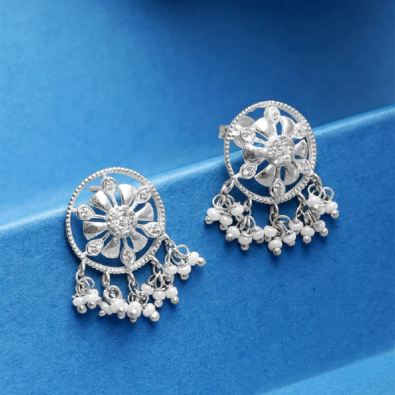 Best hoop earrings with baroque pearls for a luxurious and elegant vibe-Dazzling Silver Zircon Studs