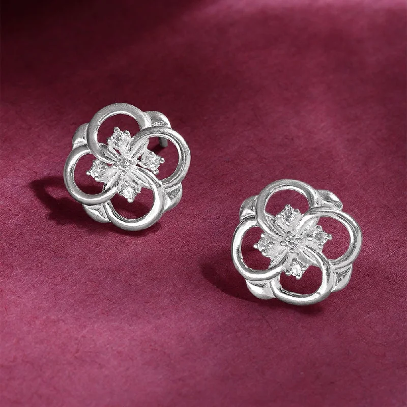 Hoop earrings with rhinestone-studded rims for a glamorous touch-Blossom Bloom Silver Studs