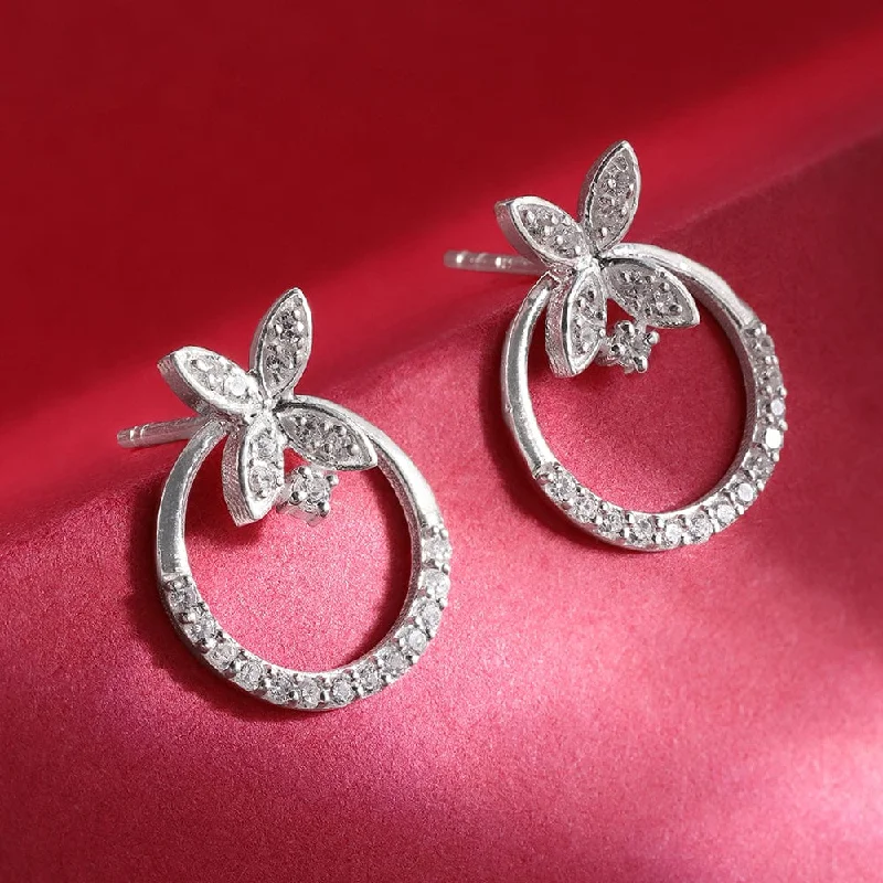 Best hoop earrings with Swarovski crystals for added sparkle and luxury-Radiant Silver Zircon Studs